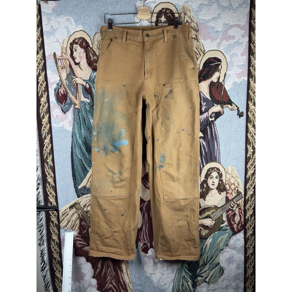 Carhartt B136 BRN Double Knee Work Pants 31x31 Loose Fit Thrashed Distressed